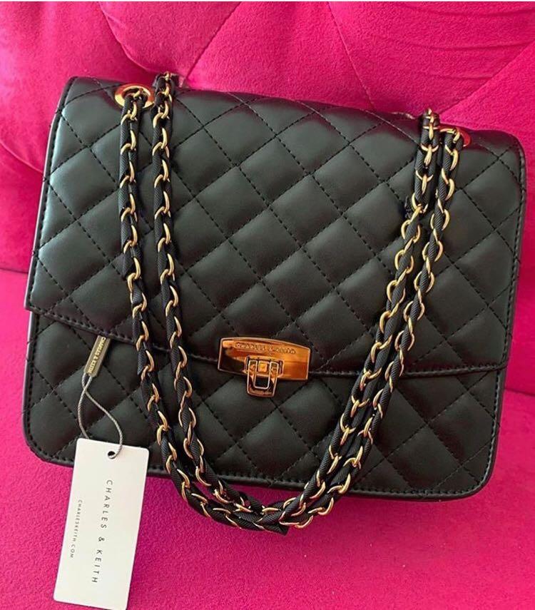 Charles And Keith Quilted Push And Lock Sling Bag Luxury Bags Wallets On Carousell