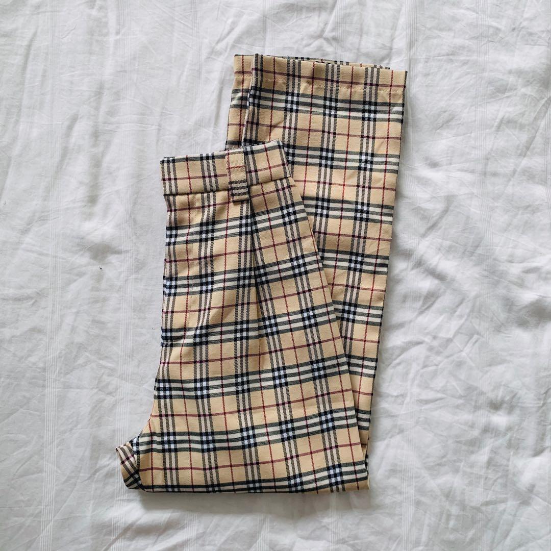 Check High Waisted Pants in / Print, Women's Fashion, Bottoms, Other Bottoms on Carousell