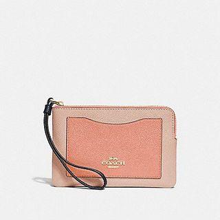 Coach Colourblock Corner Zip Wristlet in Sunrise Multi