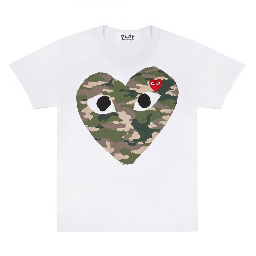 Comme des garcons camo camouflage t shirt white CDG bape aape Women s Fashion Tops Shirts on Carousell