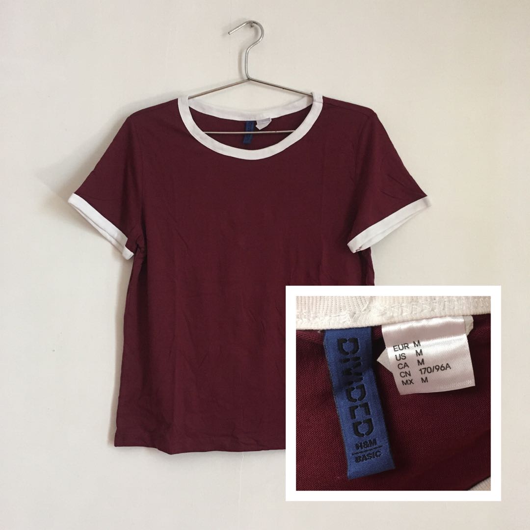 Divided by H M Ringer tee in maroon Women s Fashion Tops Others