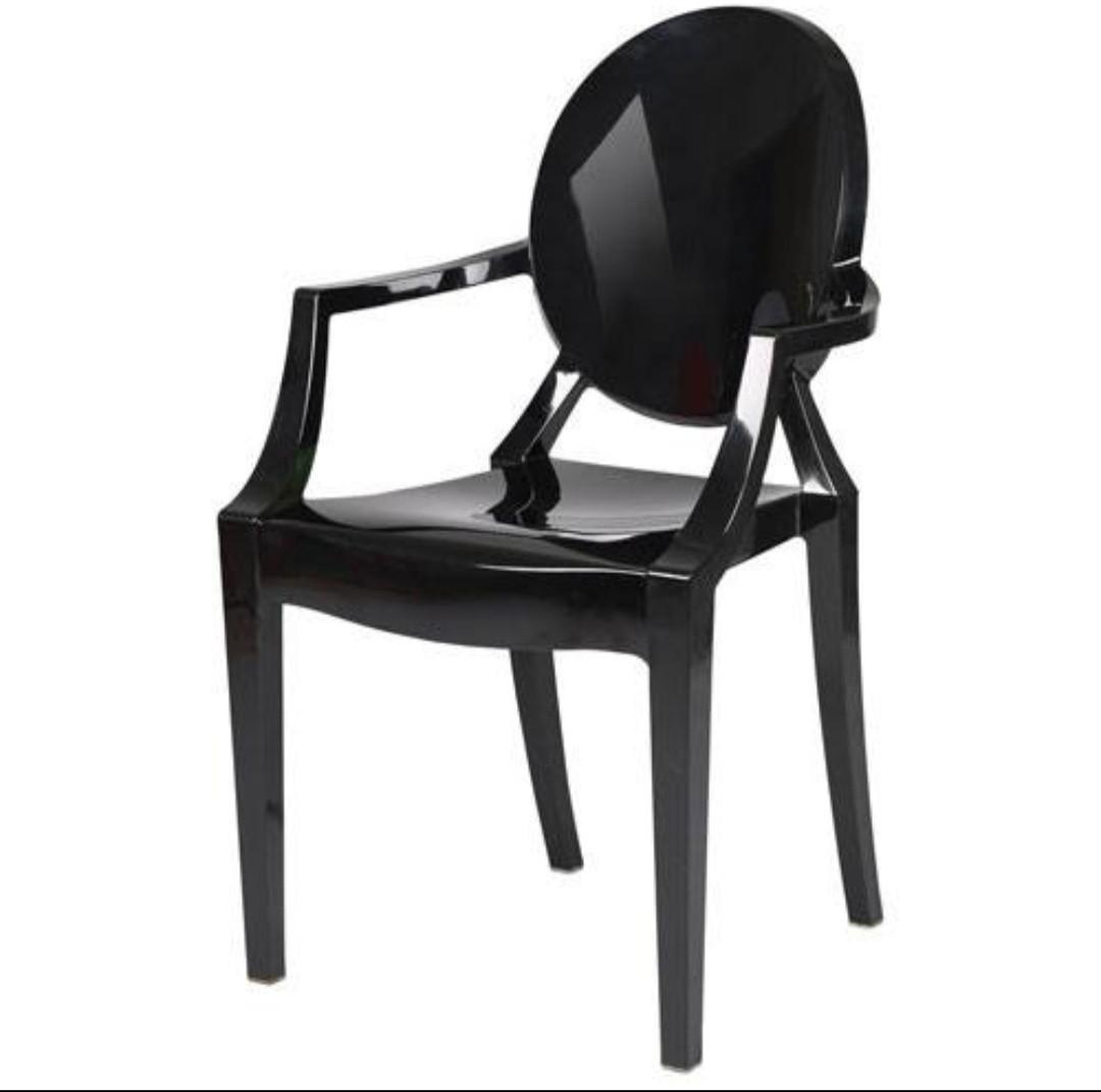 Ghost Chair with Arm, Solid Black, Furniture & Home Living, Furniture
