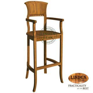 Handcrafted Solid Teak Wood Kipas Bar Chair with Arm Furniture