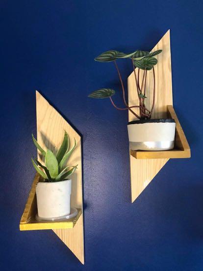 Hanging Wall Plant Holder Parallelogram (Category: Plants & Seeds) located in Mandaluyong City. Submitted by regineeros (Listing ID 1017300832, Image 1). Description: Php 230.00 each 20” height Comes in 3 colors: Black, White and Wood Stain Payment via Gcash or BPI. Delivery via Lalamove, fee c/o buyer. .
