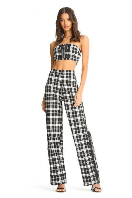 I am gia plaid pants heist set, Women's 