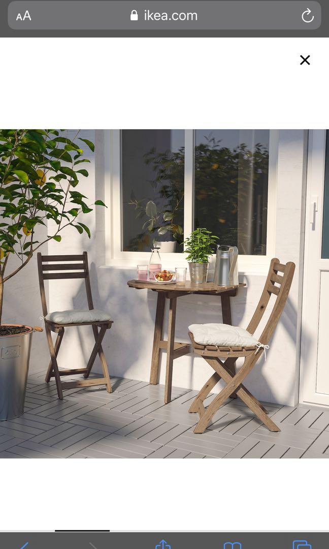 Ikea Askholmen Outdoor Balcony Semi Circle Table And Chairs Furniture Home Living Tables Sets On Carou Ikea Askholmen Outdoor Balcony Semi, Half Circle Table Ikea