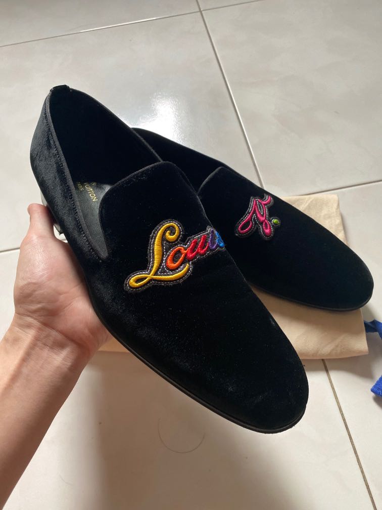 New Men's Louis Vuitton Auteuil Line Loafers Suede Blue LV Size
