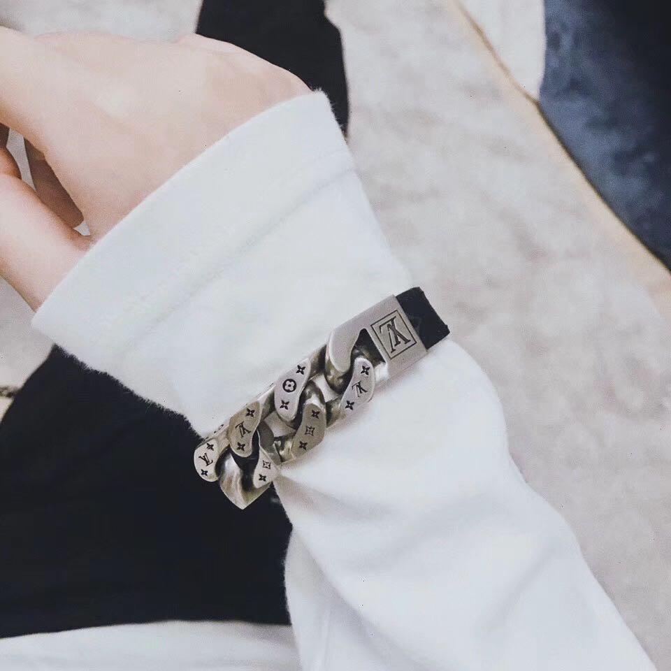 Louis Vuitton Monochain Reverso Bracelet Monogram Eclipse Black for Men