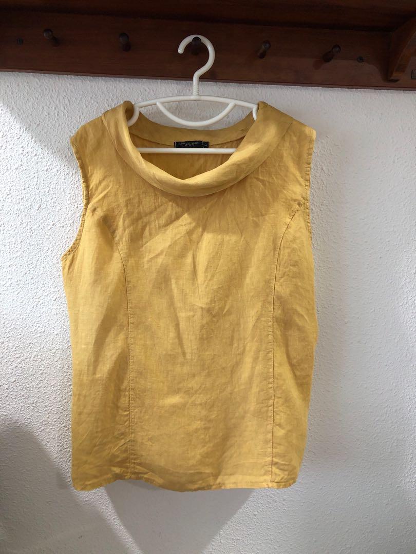 Made In Italy 100 Linen Lungo L Arno Blouse Top In Camel Women S