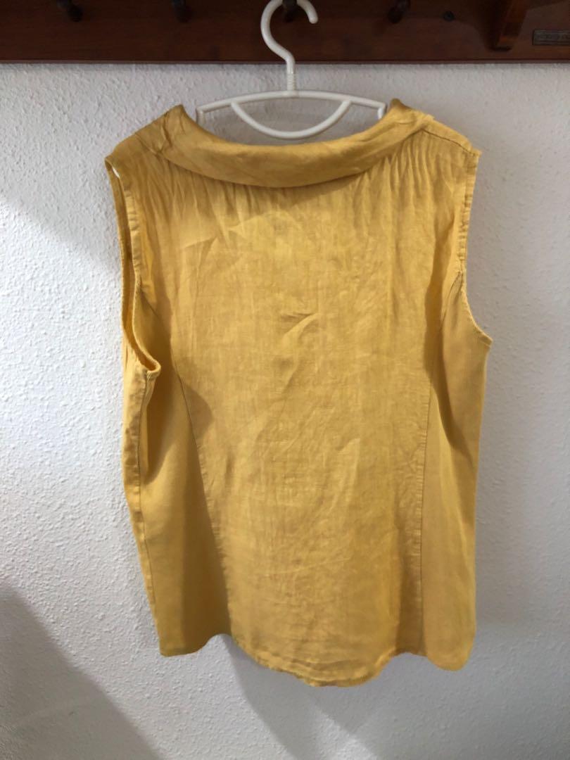 Made In Italy 100 Linen Lungo L Arno Blouse Top In Camel Women S