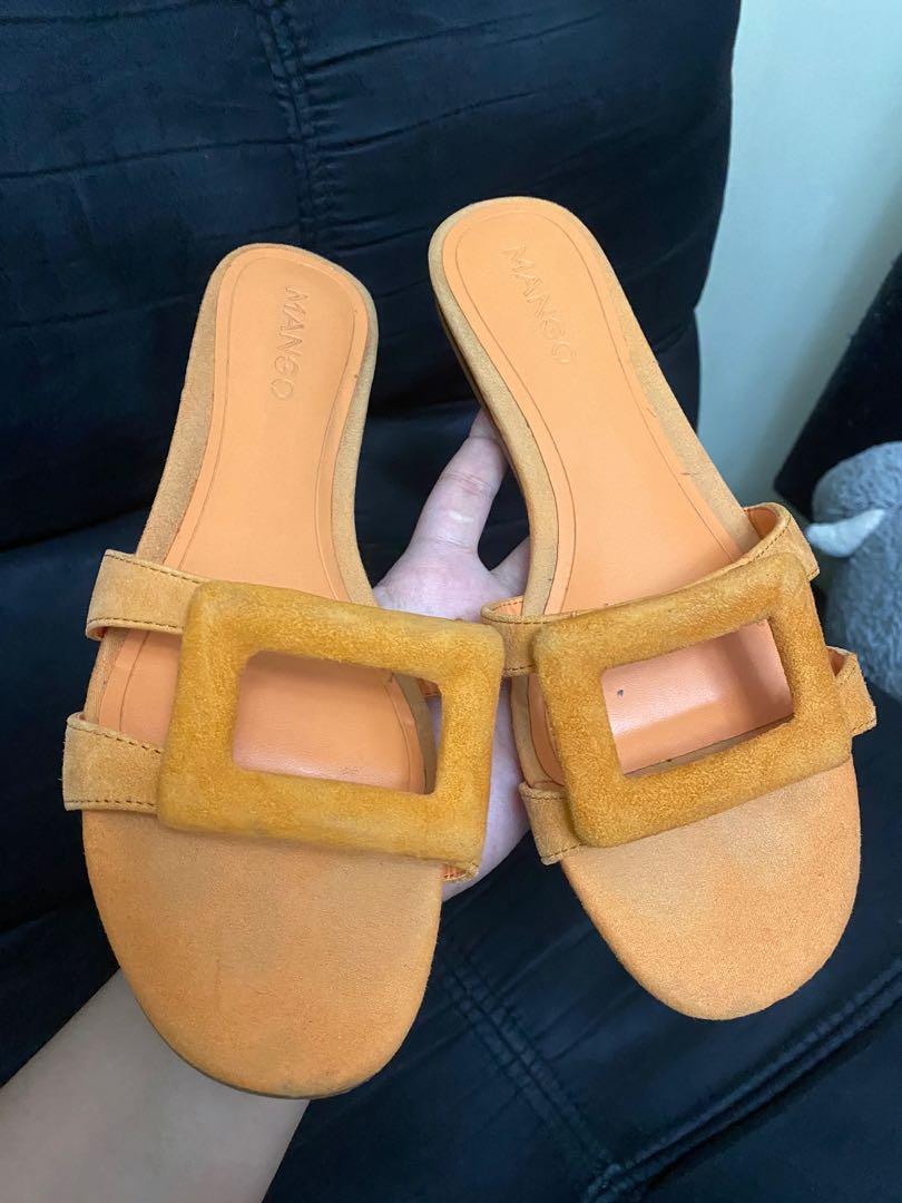 Mango orange sandals Women s Fashion Footwear Flats Sandals
