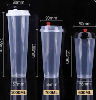 Plastic Slim Soft Cup only 22oz. (700ml) 50pcs. 90mm lid for Milk