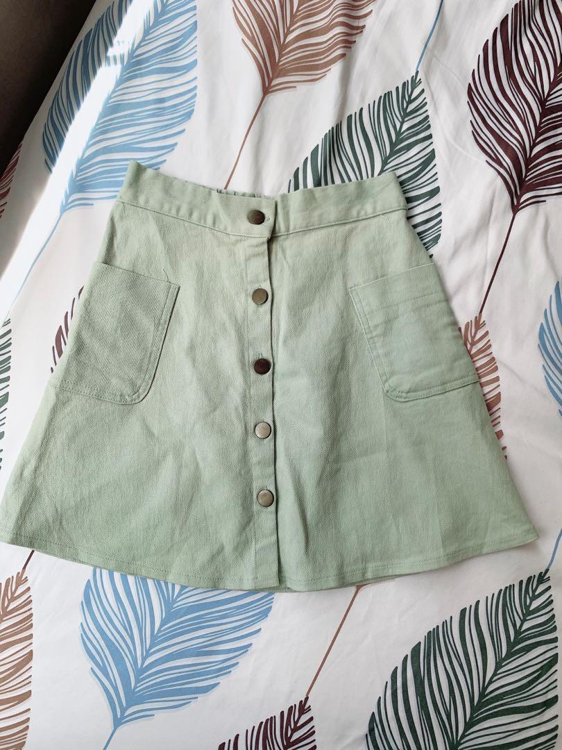 Mint green shop button down skirt