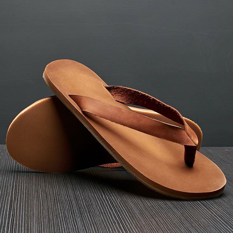 Genuine leather flip flops outlet