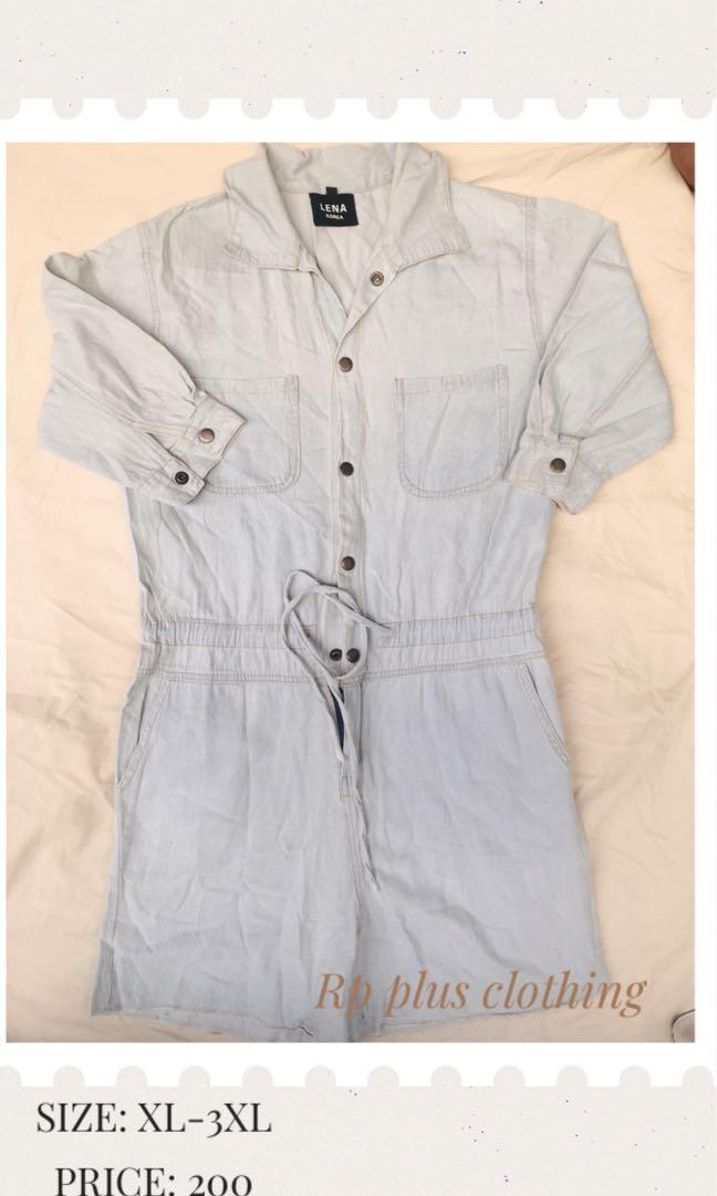 plus denim romper