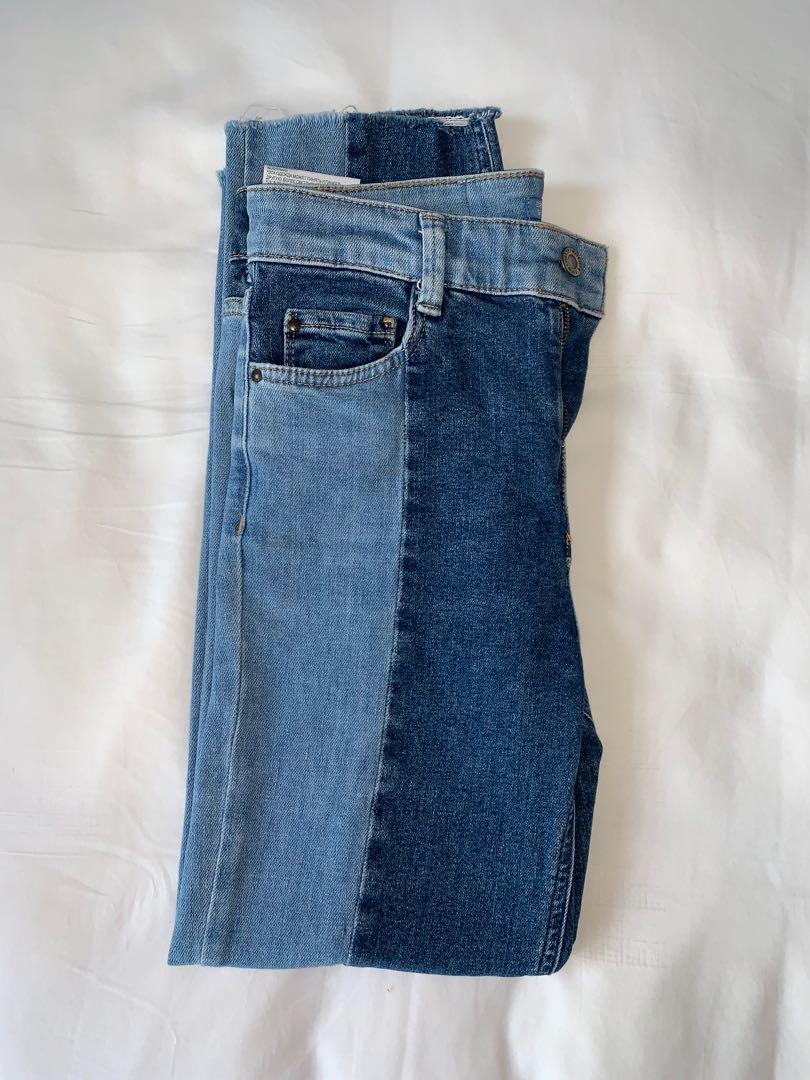 PULL AND BEAR DUAL-TONE JEANS, Women's 