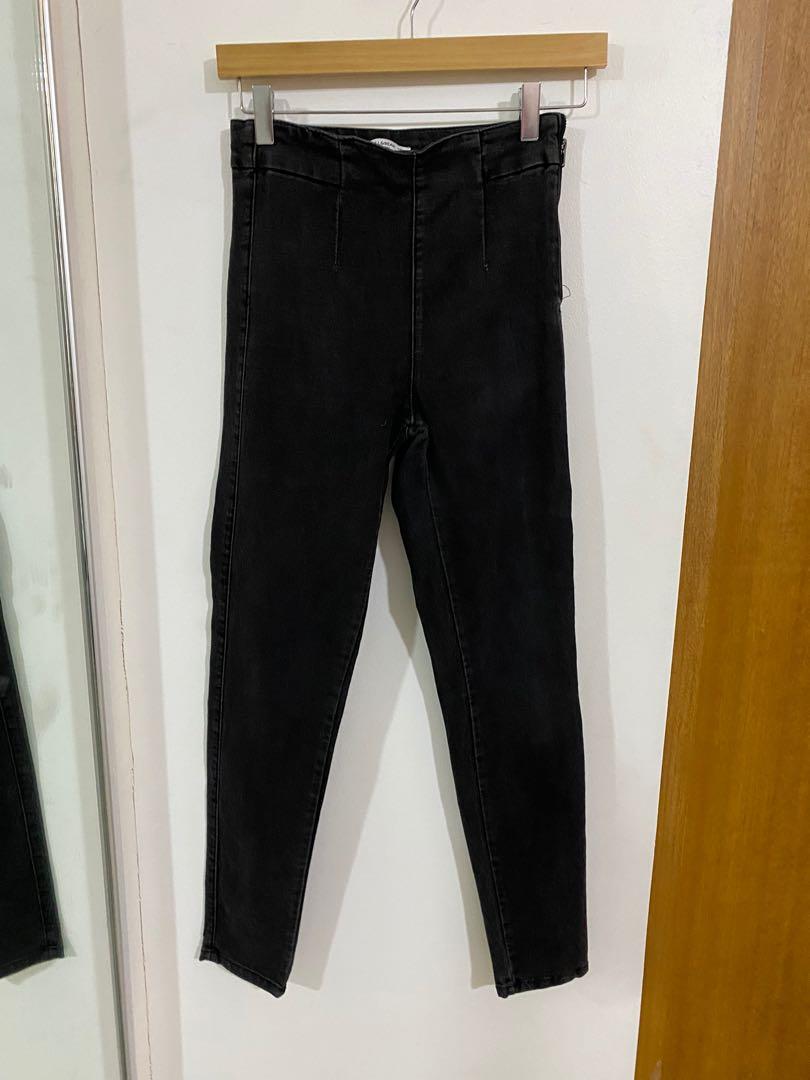 womens black pull on jeans