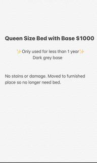 Queen bed and base