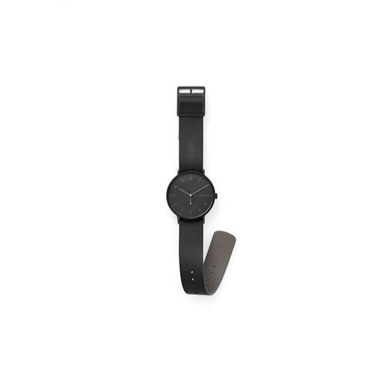 Skagen Aaren Black and Gray Reversible Leather Watch SKW 6480