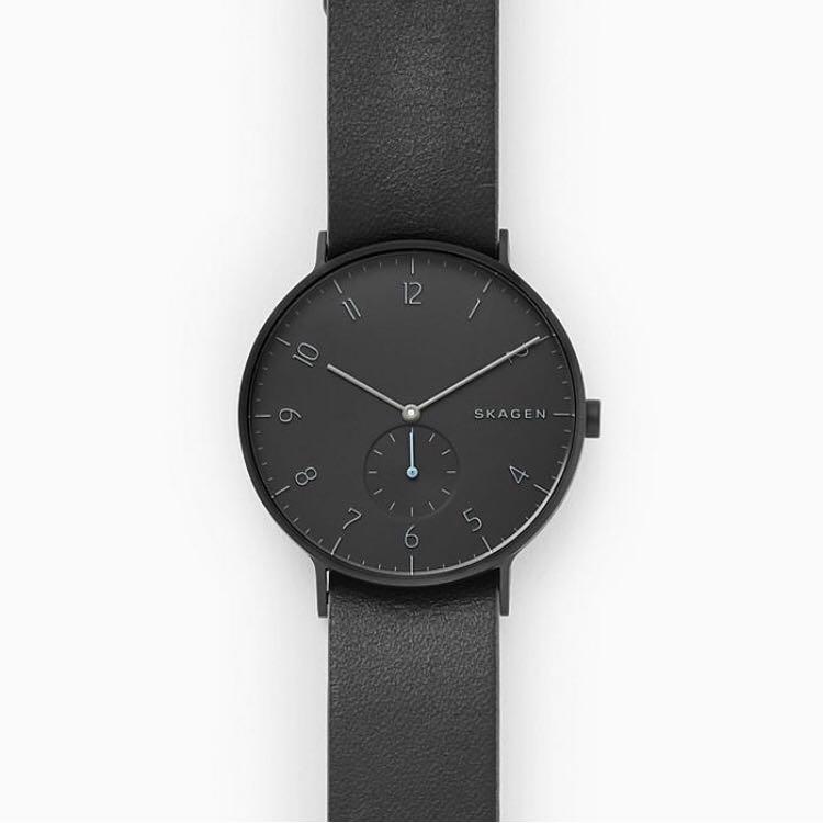 Aaren black and deals gray reversible leather watch