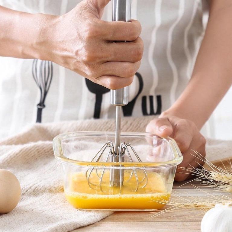 1pc Stainless Steel Semi-Automatic Mixer with Self-Turning Egg Beater and  Hand Blender - Effortlessly Stir Egg Cream and More Kitchen Essentials