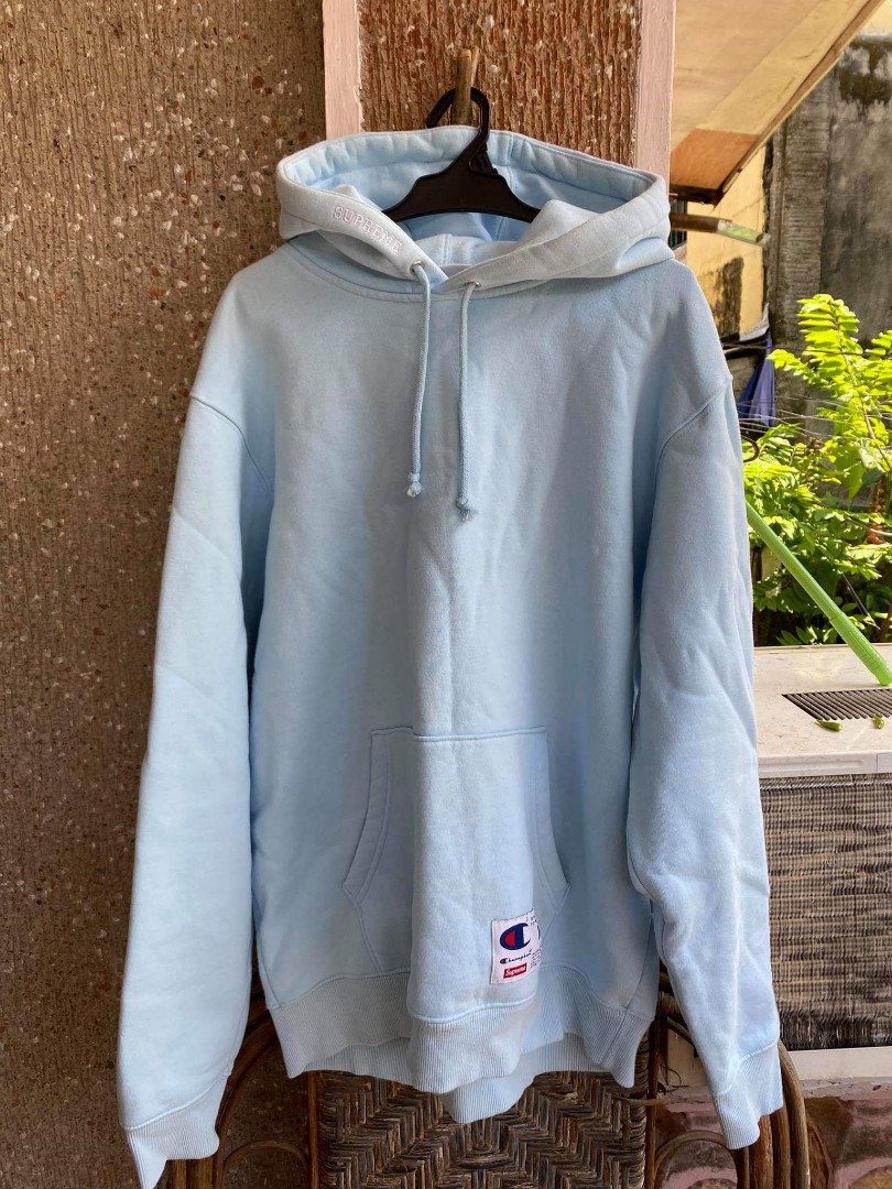 Supreme champion hoodie top baby blue