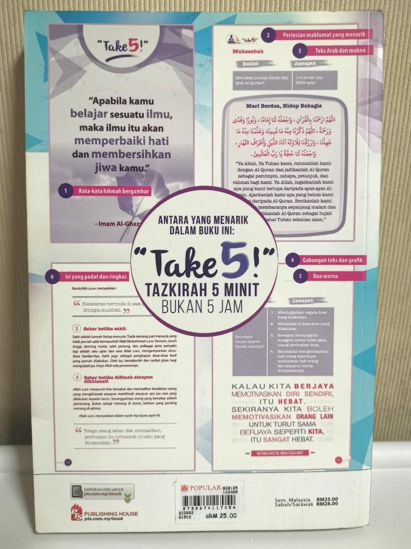 Take 5 Tazkirah 5 Minit Bukan 5 Jam Books Stationery Books On Carousell