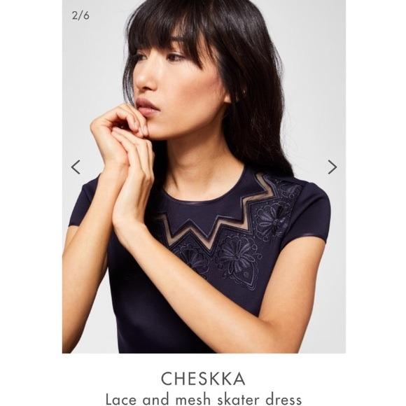 Ted Baker Cheskka lace and mesh skater dress navy size1 Carousell