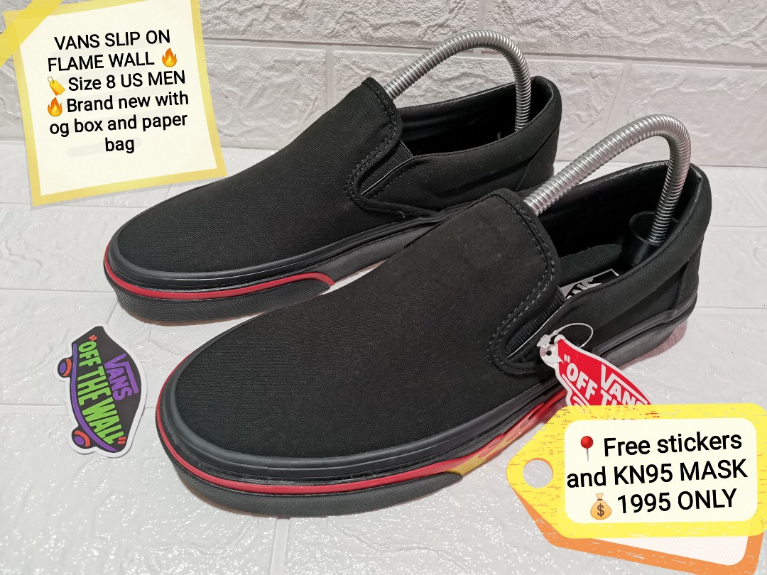 vans slip on flame wall