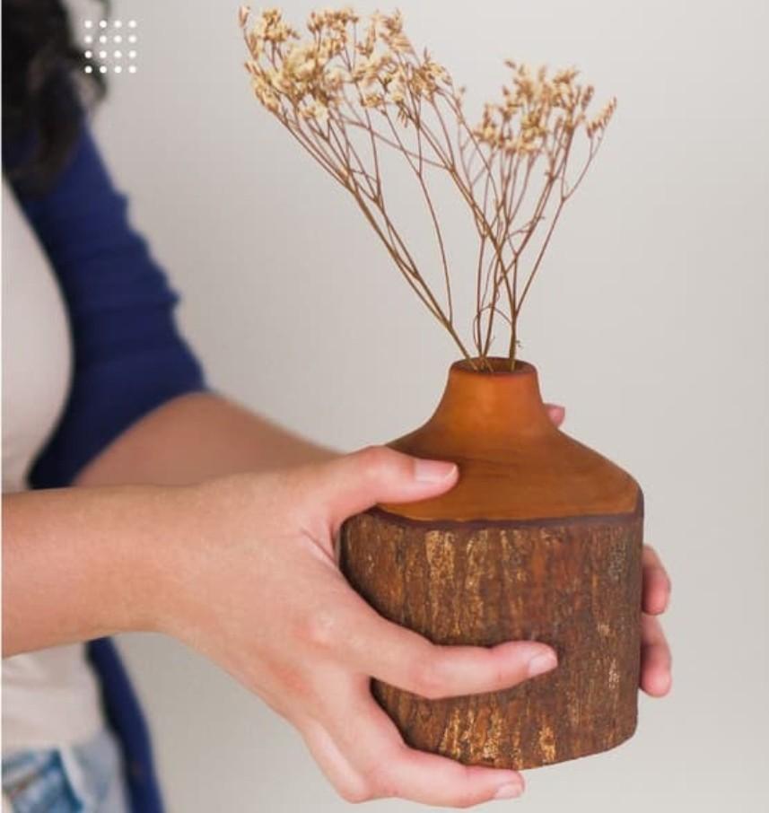 Vas Bunga Aesthetic Estetik Wooden Kayu Natural Perabotan Rumah Di Carousell