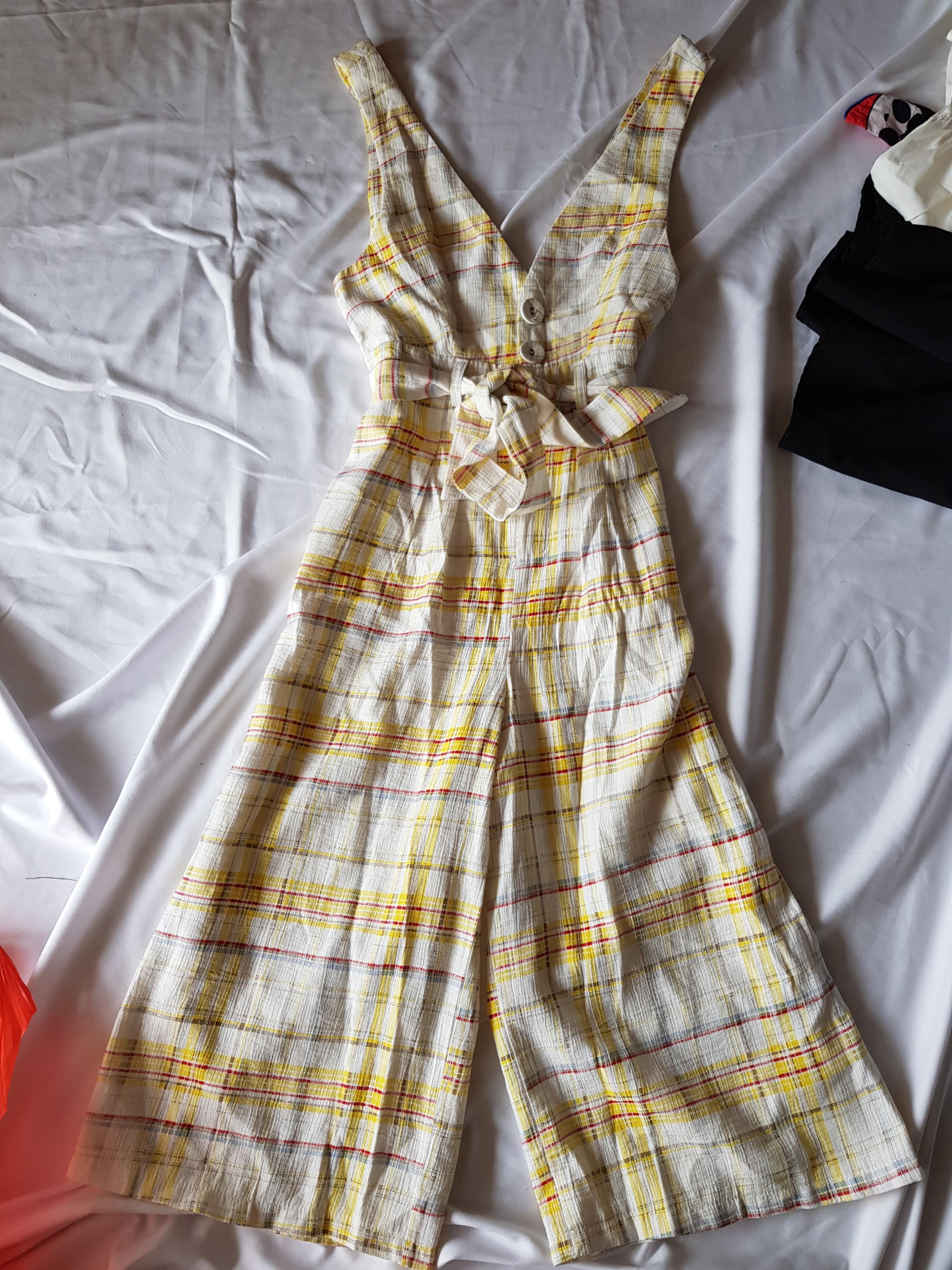 yellow checkered jumpsuit