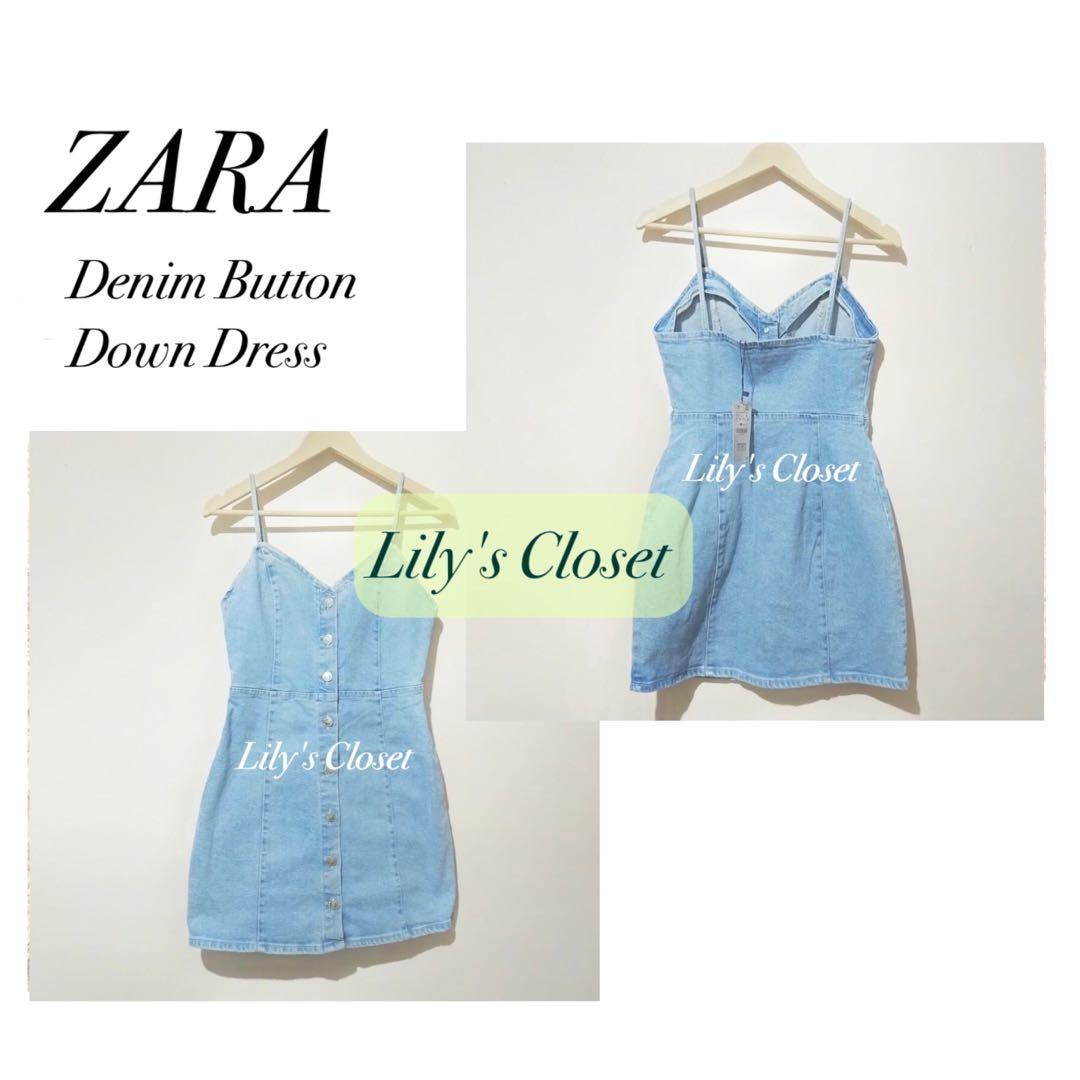 zara denim dress with buttons