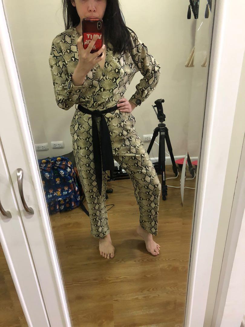 Snake print jumpsuit new arrivals zara