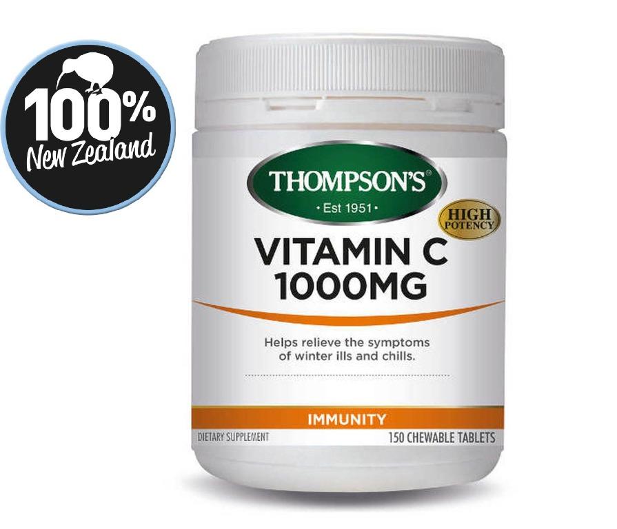Thompson S Vitamin C 1000mg Chewable 150 Tablets Health Nutrition Health Supplements Vitamins Supplements On Carousell
