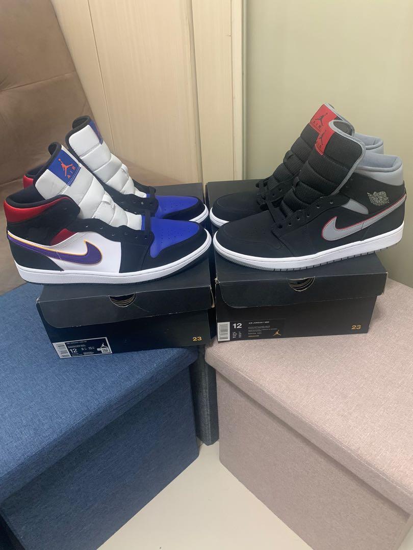 Air Jordan 1 Mid Lakers Top 3 And Particle Grey Men S Fashion Footwear Sneakers On Carousell