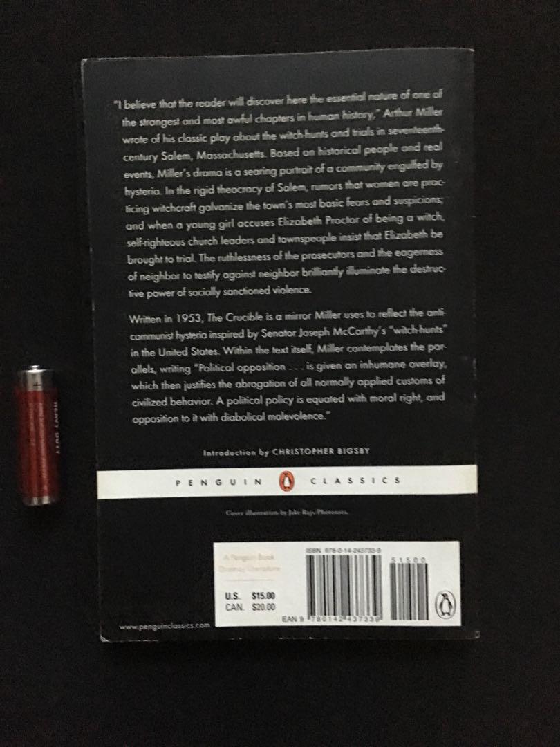 Arthur Miller - Crucible - Penguin Classics - with markings - PreLoved (Category: Storybooks) located in Manila. Submitted by beyondfundraising (Listing ID 1010991199, Image 3). Description: Kindly PM for inquiry MOP: BDO or BPI or Gcash RFS: Fundraising for Mission Works Slightly Negotiable - “as is where is” - Preloved in Excellent Condition - outgrown - needs cleaning :) Pls. see my other listings for possible combine shipping. Dear Buyers, Pl