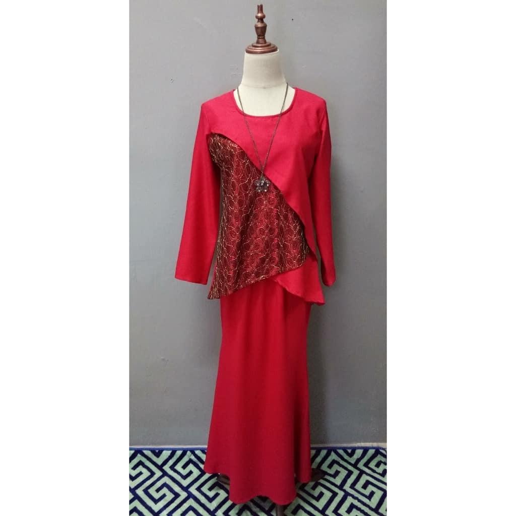 baju kurung moden lace maroon