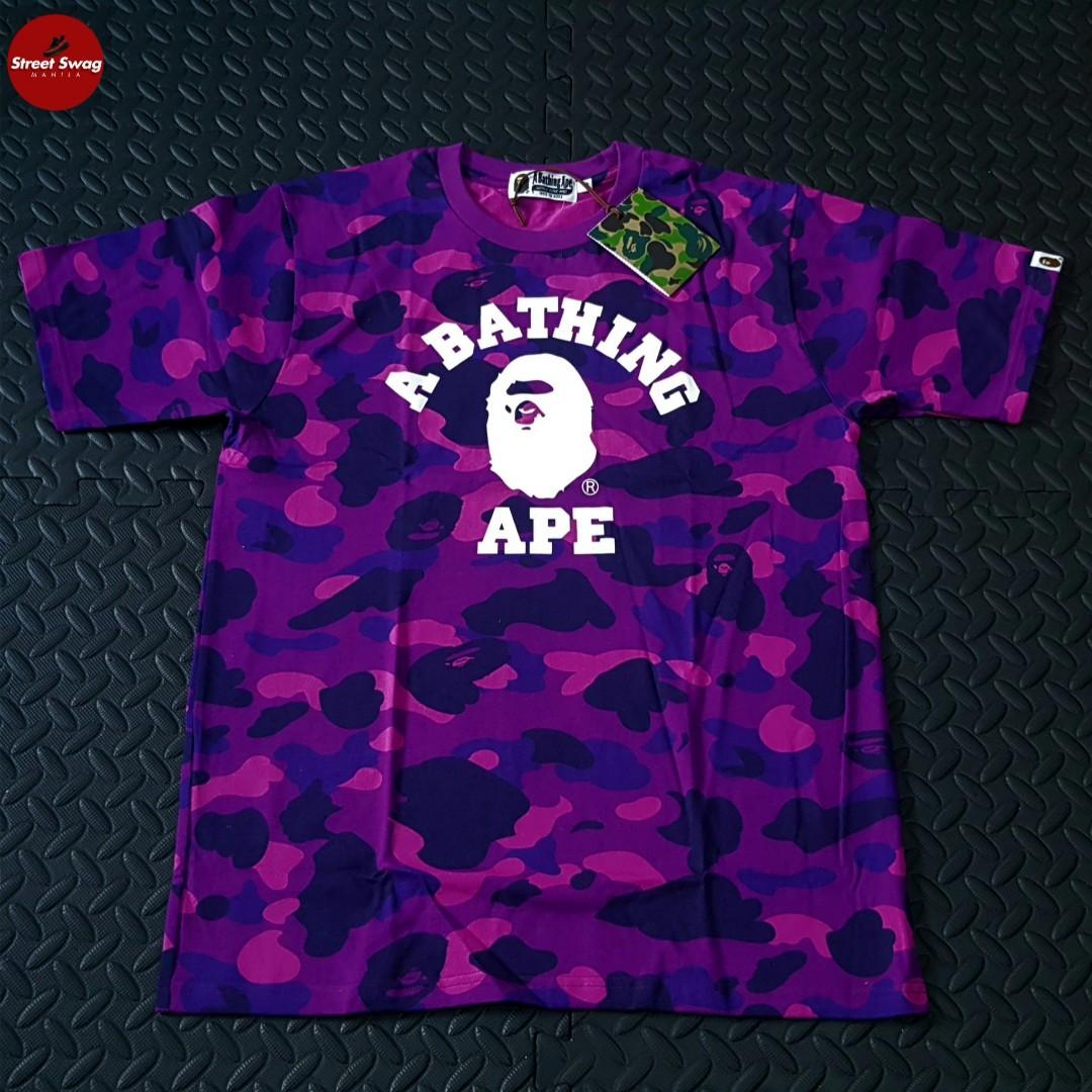 a bathing ape purple camo shirt