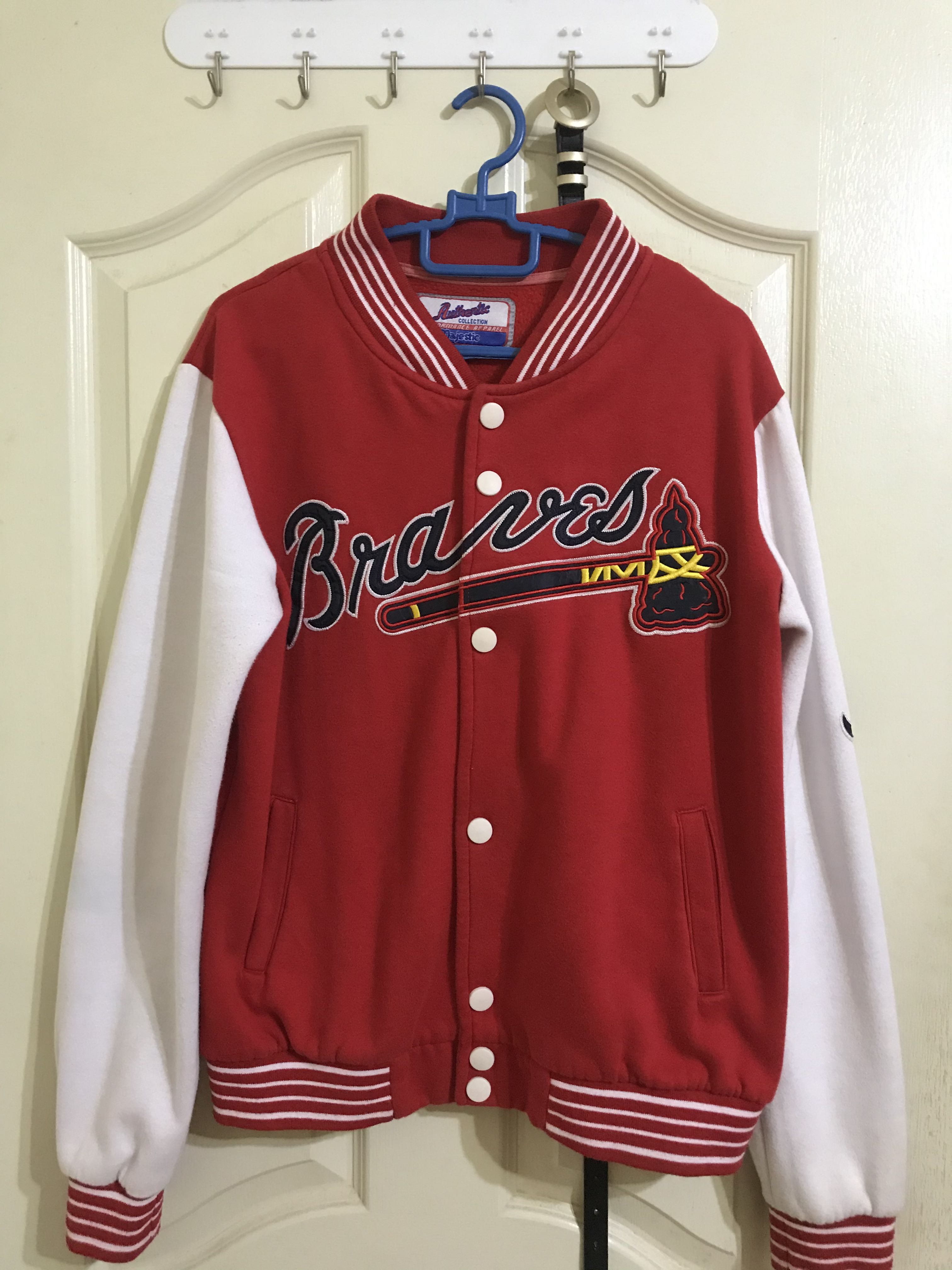 Vintage Atlanta Braves Satin Bomber Jacket Majestic Cooperstown Collection  XL