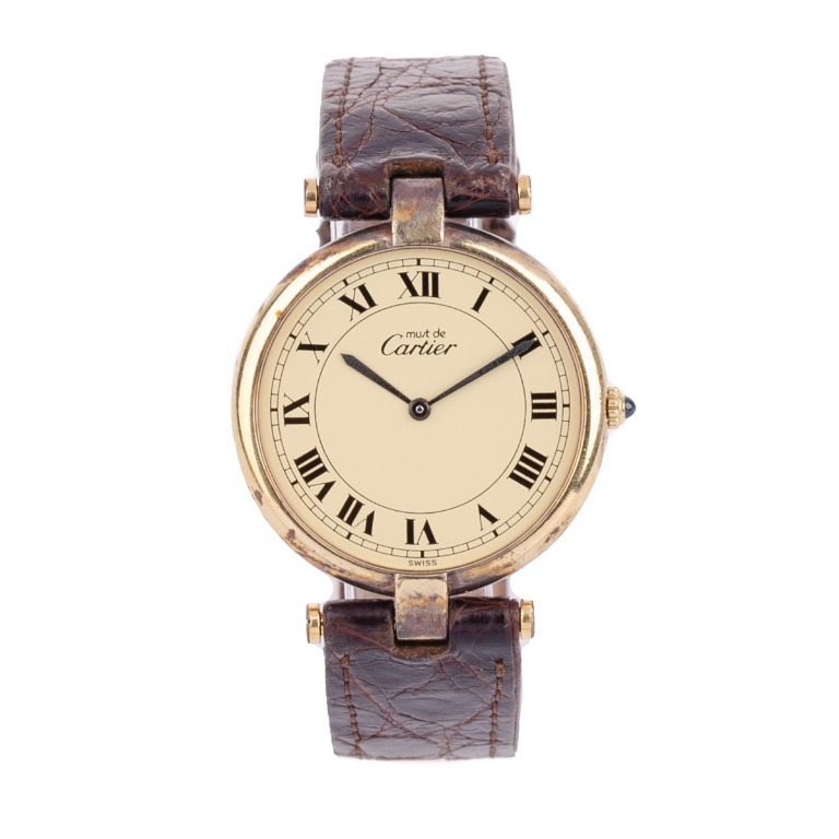 CARTIER Round Vermeil Quartz Argent 925 Watch 17 087655, Luxury