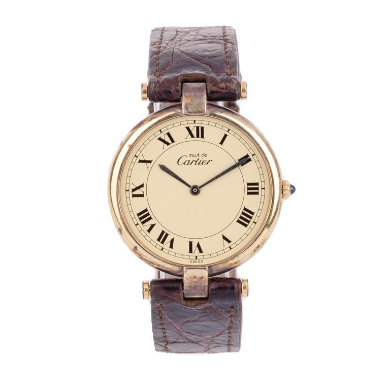 CARTIER Round Vermeil Quartz Argent 925 Watch 17 087655 Luxury Watches on Carousell