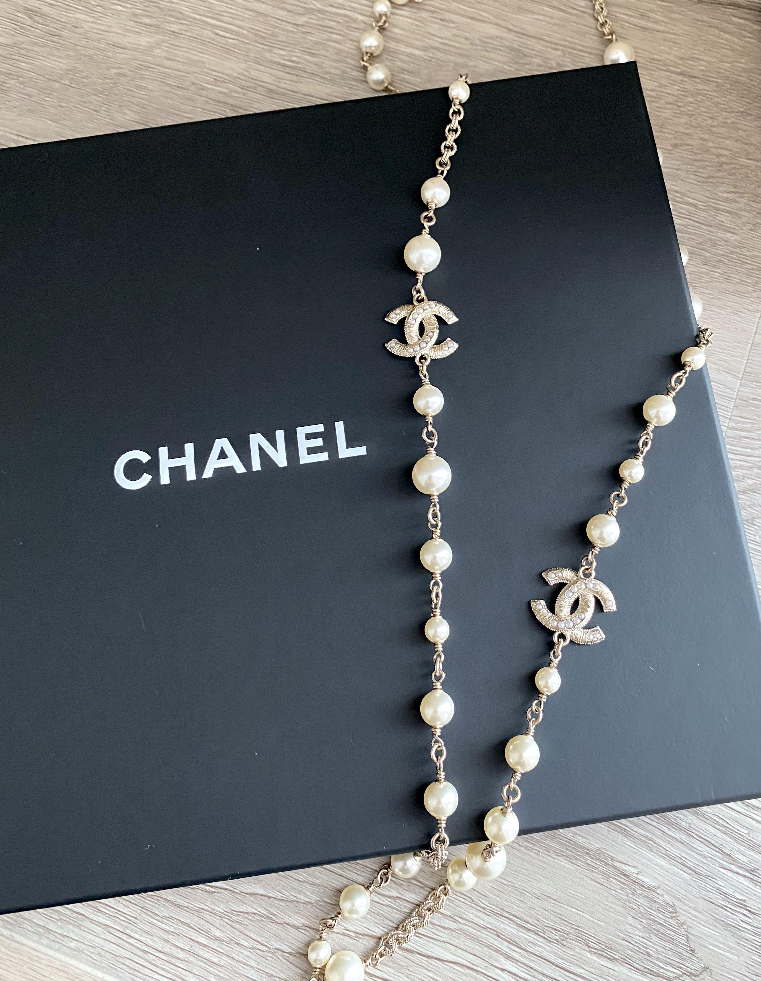 Chanel Pearl Necklace 14S  Designer WishBags