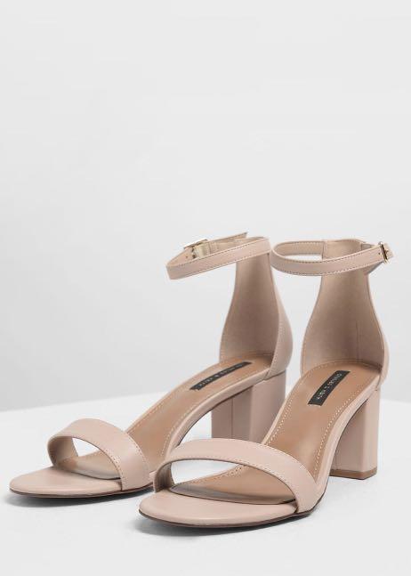 Keith Block Heel Ankle Strap Sandals 