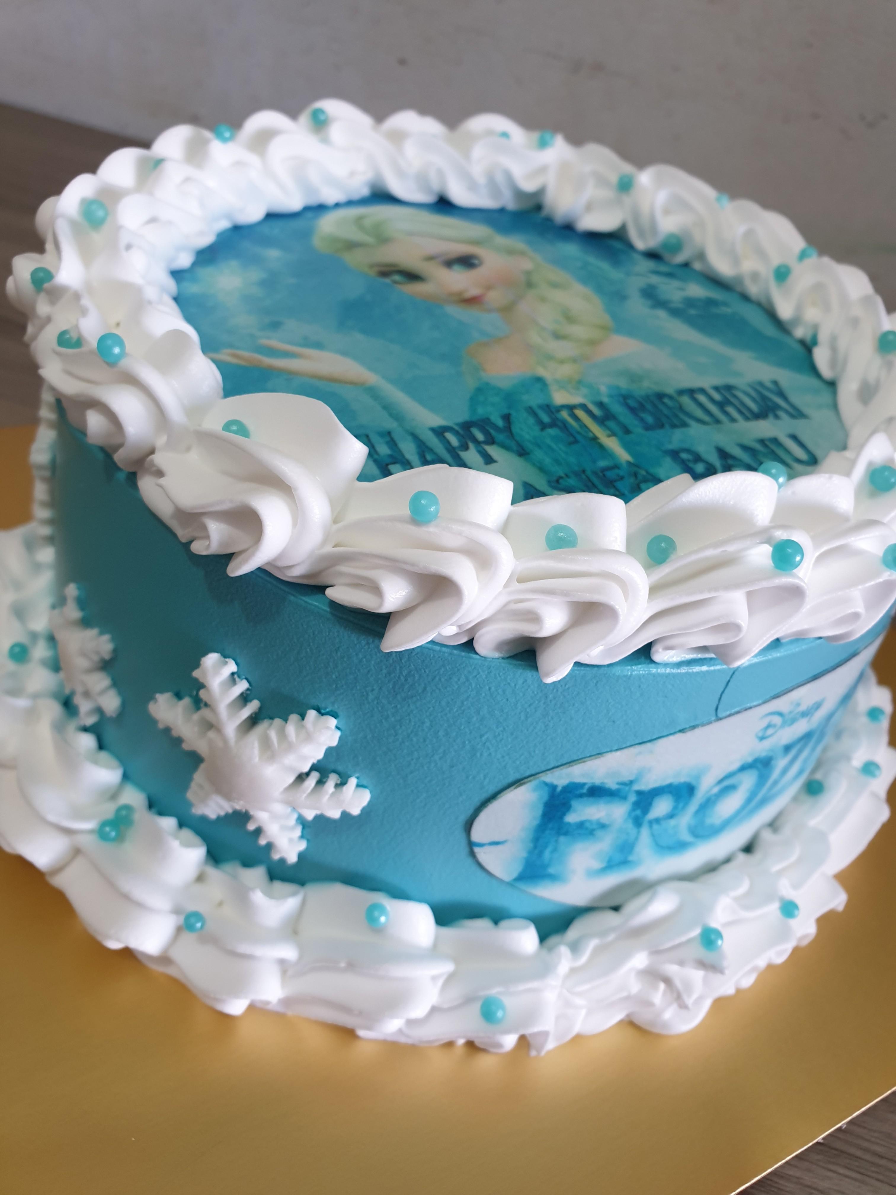 Elsa Frozen Edible Print Cake, Food & Drinks, Chilled & Frozen Food on Carousell