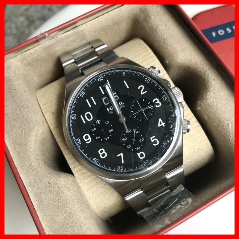 Fossil watch silver with black face sales