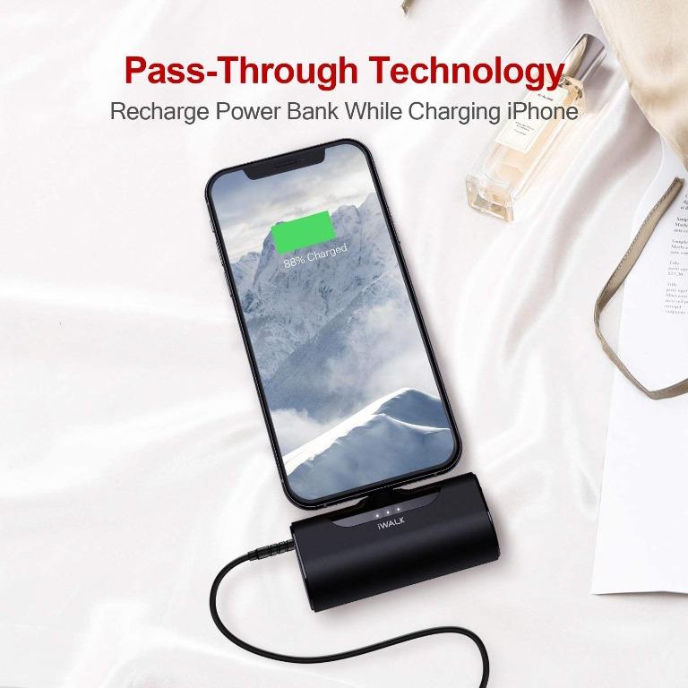 iWALK Small Portable Phone Charger Power Bank 4500mAh Power Charger,  Compatible with iPhone 14/13/12, Black 