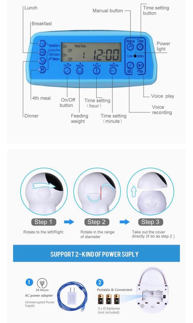 Automatic pet Cat Feeder 3L Pet Food Dispenser Feeder for