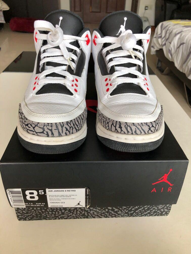 Jordan 3 white top cement vs infrared