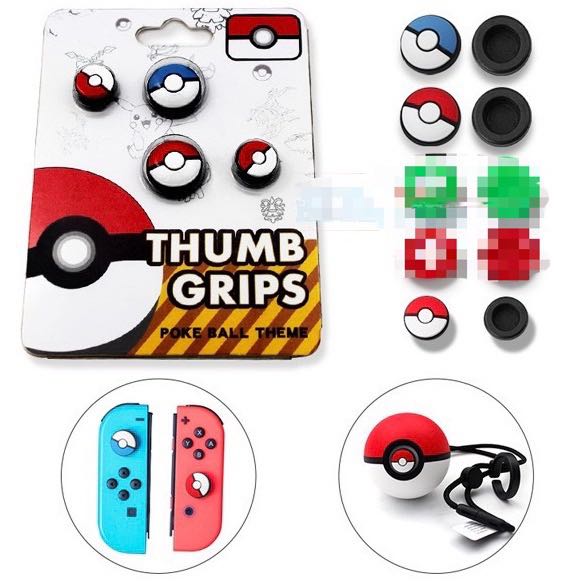 Joycons Thumb grips PokeBall pokemon Nintendo Switch joy con grip, Video Gaming, Video Game