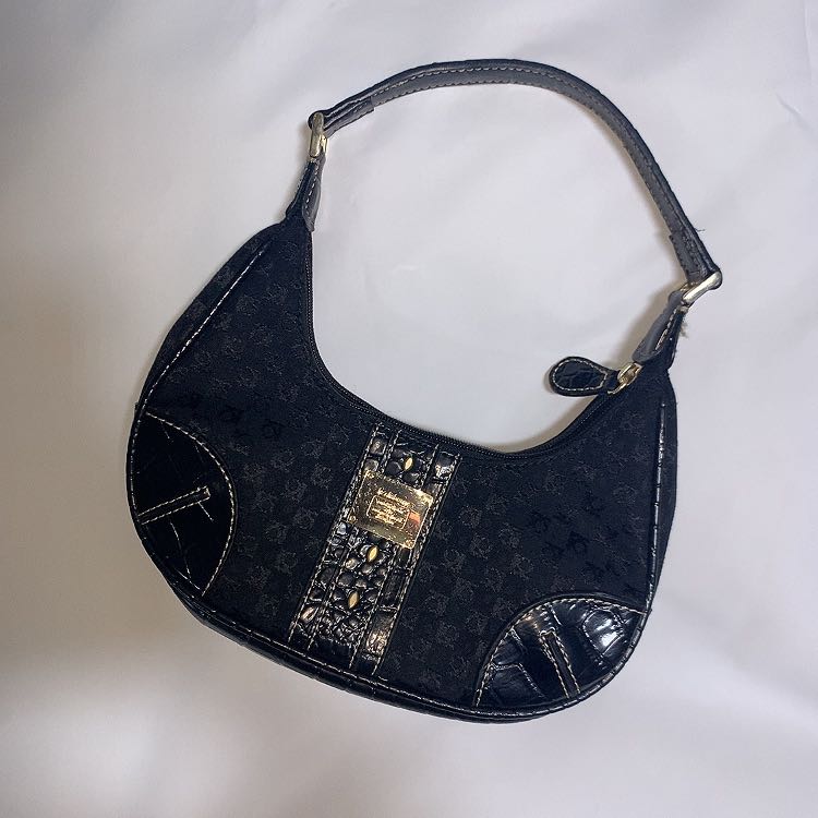 Liz Claiborne LC-1441-P Straw Pattern Shoulder Handbag Purse Navy